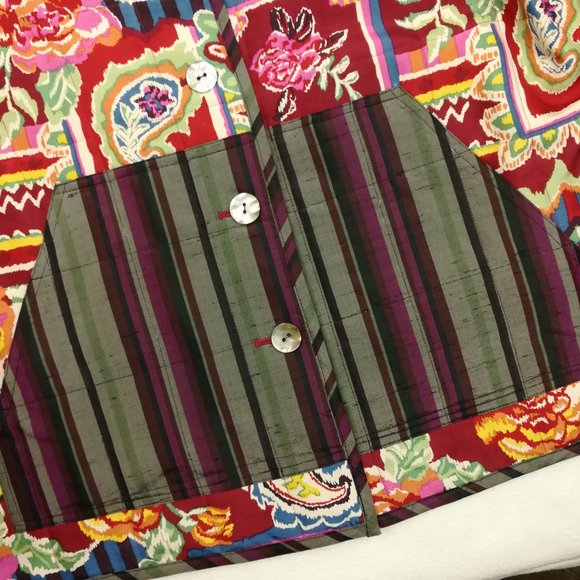 NWT Koos of Course Blazer Jacket Silk Floral Paisley Quilted Quilt Lined - Picture 4 of 8